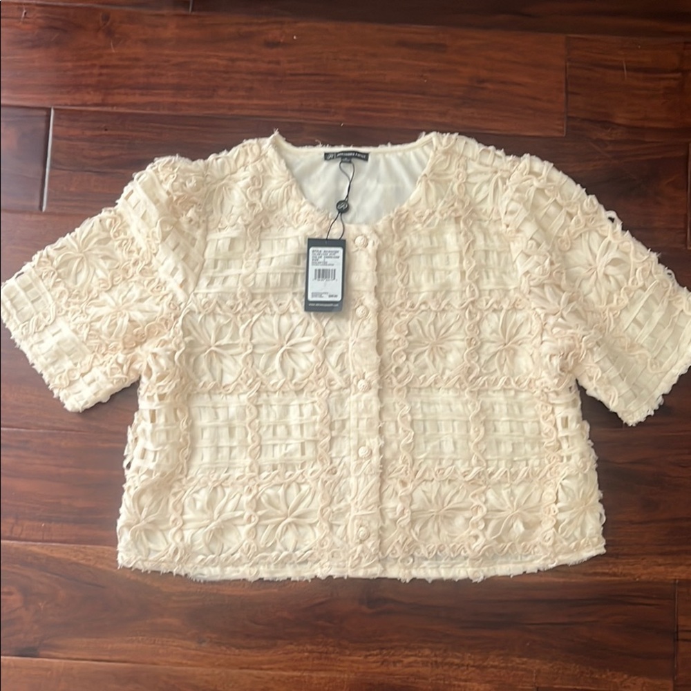 New Adrianna Papell Cream Textured Top size L